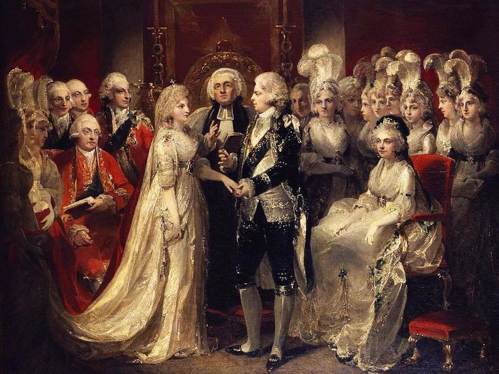 Георг IV и Каролина Брауншвейгская, женитьба во дворце Святого Джеймса, 8 апреля 1795 года. \ Фото: au.finance.yahoo.com.