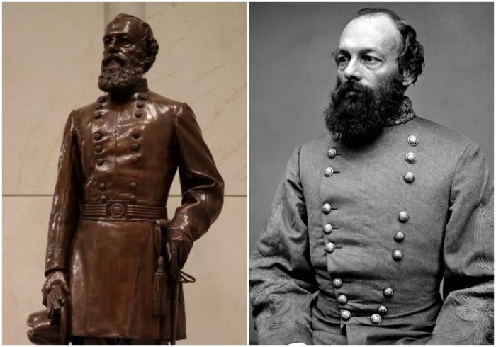 Слева направо: Статуя Уильяма Лоринга. \ Портреная фотография: Уильям Лоринг.
