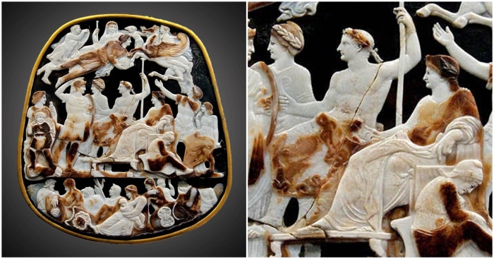 Великая камея Франции (изображающая династию Юлиев-Клавдиев, включая Агриппину Старшую и Агриппину Младшую), 23 н.э. или 50-54 н. э.