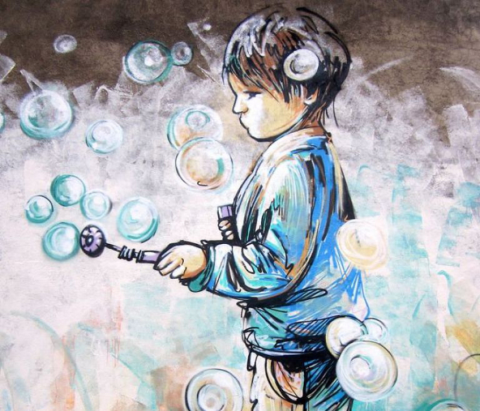 Мыльные пузыри. Стрит-арт от Alice Pasquini.