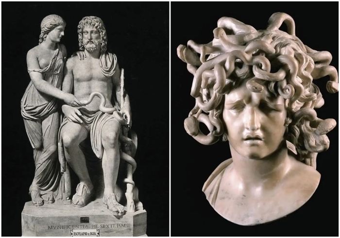 Слева направо: Асклепий и Гигея. \ Джованни Лоренцо Бернини, Медуза, 1638-1648 годы.