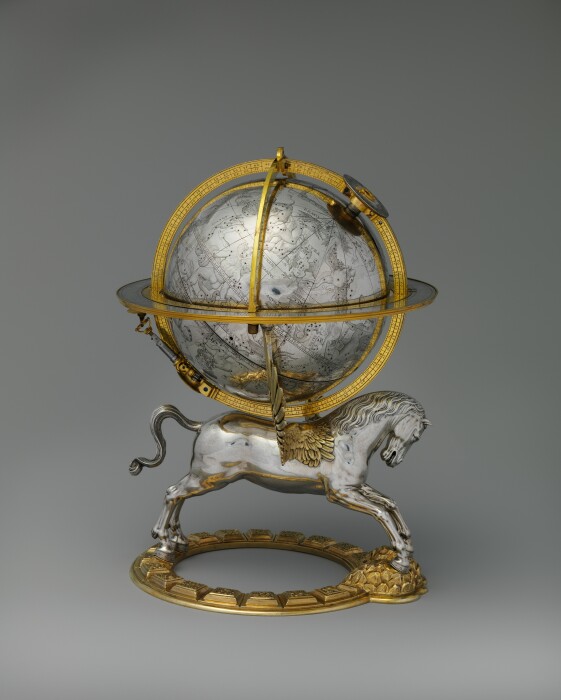 Небесный глобус с часовым механизмом, Герхард Эммозер, 1579 год. \ Фото: metmuseum.org.