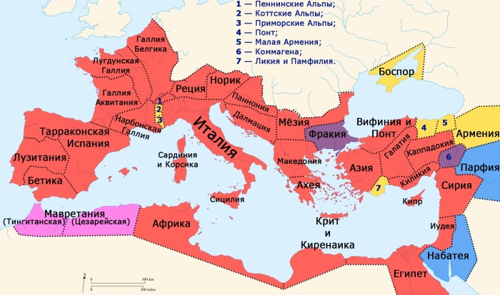Карта Римской империи к 37 году. \ Фото: content.eol.org.
