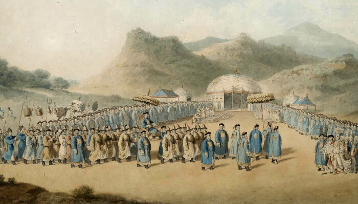Приближение императора Китая к его палатке в Татарии для приёма британского посла, Уильям Александер, 1799 год. \ Фото: royalasiaticcollections.org.