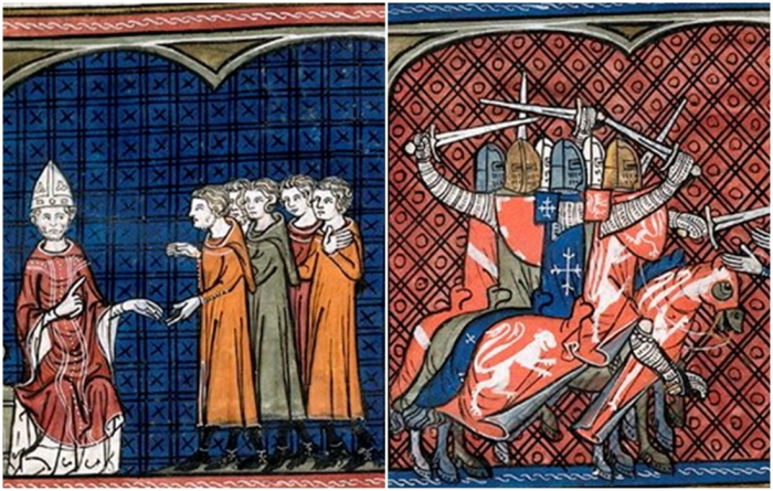 Иннокентий III благословляет Альбигойский крестовый поход против катаров.