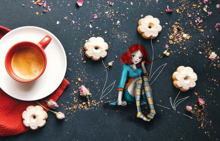 Минутка творчества и позитива за завтраком. Автор: Cinzia Bolognesi.