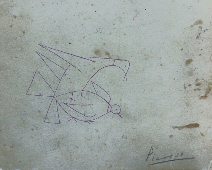 Литография работы 1952 года, подписанная (простым карандашом) рукой Пабло Пикассо, находящаяся в частной собственности. \ Фото: wikipedia.org.