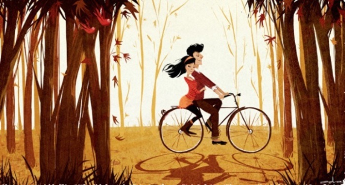 Велопрогулка по лесу. Автор иллюстрации: Эда Кабан (Eda Kaban).
