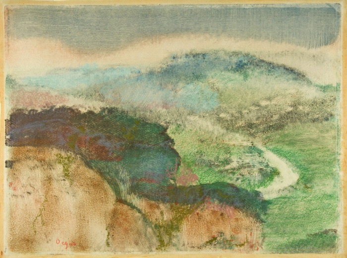 Пейзаж, монотипия в масляных тонах, усиленная пастелью, Эдгар Дега, 1892 год. \ Фото: google.com.