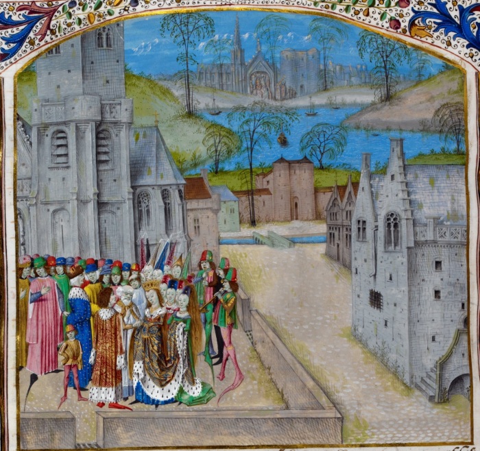 Бракосочетание Эдуарда II и Изабеллы, Миниатюра из «Староанглийских хроник» Жана де Ваврена, 1475 год, Британская библиотека. \ Фото: twimg.com.