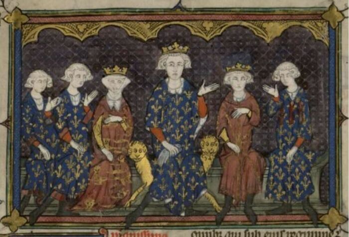 Слева направо: братья Изабеллы Карл и Филипп, Изабелла, Филипп IV, старший брат Людовик, дядя Изабеллы Карл Валуа. \ Фото: google.com.