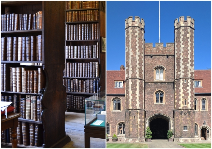 Слева направо: Библиотека в Королевском колледже. \ Королевский колледж, Кембридж.