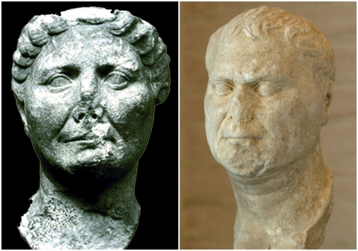Слева направо: Бюст Атии Бальбы — матери Октавиана. \ Бюст римлянина, отождествляемый с Гаем Октавием, отцом императора Августа.