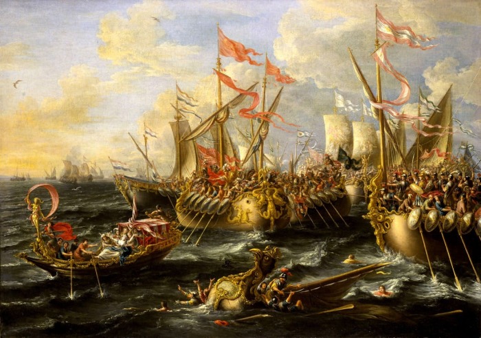 Битва при Акциуме, 2 сентября 31 года до н.э., Лоренцо а Кастро, 1672 год. \ Фото: social.vcoins.com.