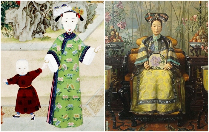 Слева направо: Ранний портрет приёмной матери императора Сяньфэна. \ Императрица Цыси.