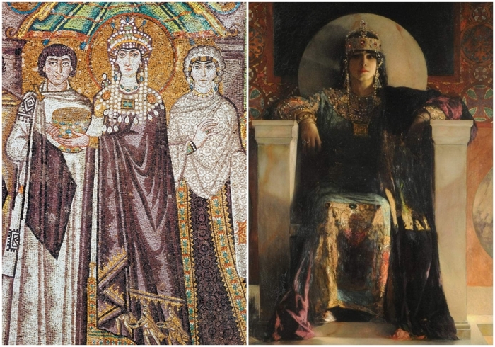 Слева направо: Императрица Феодора и ее свита, высокопоставленные лица византийского двора. \ Императрица Теодора, Жан-Жозеф Бенжамен-Констан 1887 год.