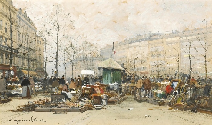 Толкучий рынок в Париже. Автор: Eugene Galien-Laloue.