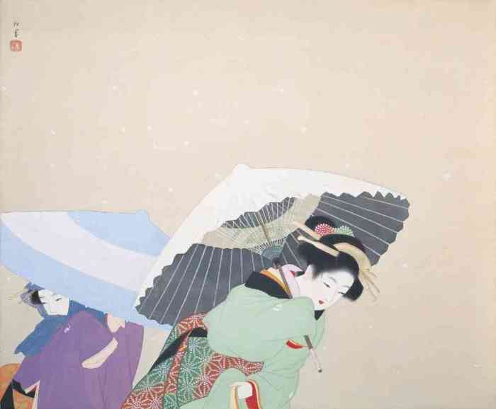 Выпал снег, 1944 год, Уэмура Сёэн, Яматанский художественный музей.
