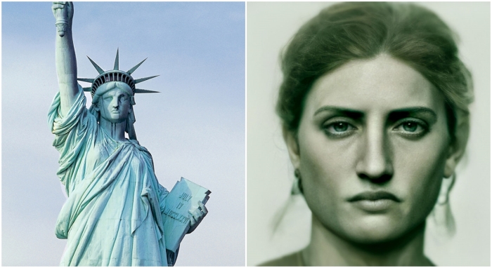 Справа: Статуя Свободы. \ Слева: Фотореалистичный портрет Статуи Свободы. Фото: google.com. и boredpanda.com.