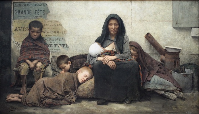 Бездомные, 1883 год, Малый Дворец, Париж. Автор: Fernand Pelez. 