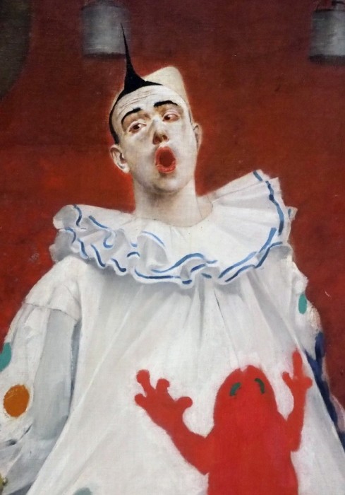 Бродячие артисты /фрагмент/. Клоун, лишённый настоящих чувств и эмоций. Автор: Fernand Pelez.