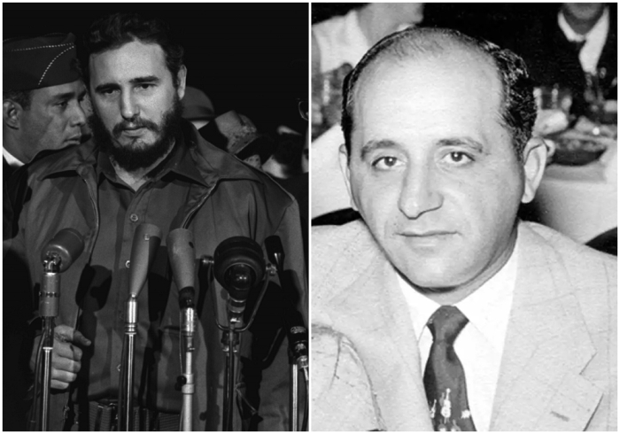 Слева направо: Прибытие Фиделя Кастро в Вашингтон, округ Колумбия, 1959 год. \ Наемный убийца, нанятый ЦРУ, Момо Сальваторе (Сэм) Джанкана.