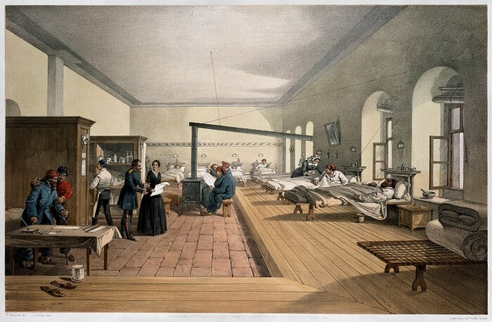 Литография военного госпиталя в Казармах Селимие, Стамбул, 1856 год. \ Фото: en.wikipedia.org.