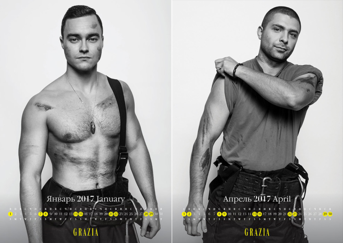 Самые сексуальные пожарные Москвы в благотворительном календаре Grazia.