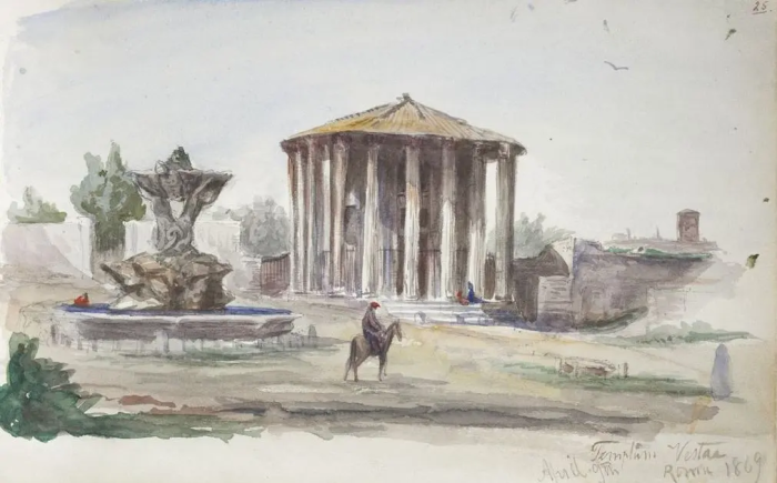 Храм Весты, Рим, Джон Сингер Сарджент, 1869 год.  Фото: google.com.