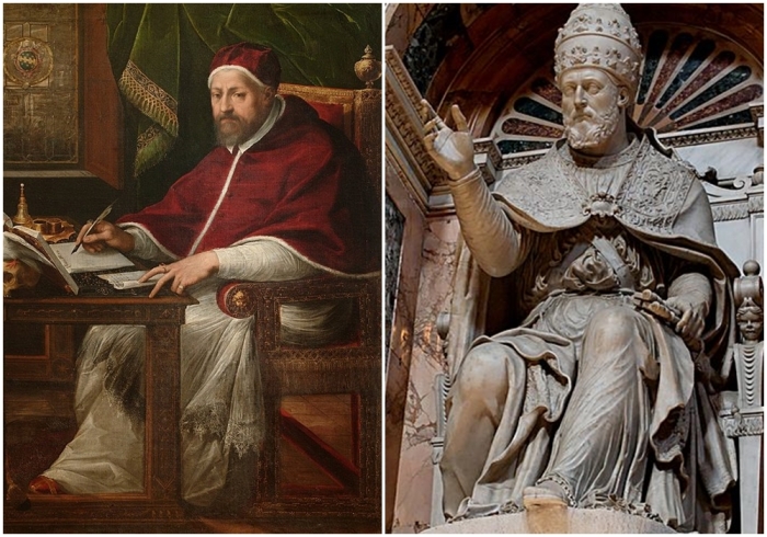 Слева направо: Климент VIII. \ Статуя Клемента VIII в базилике Санта-Мария-Маджоре.