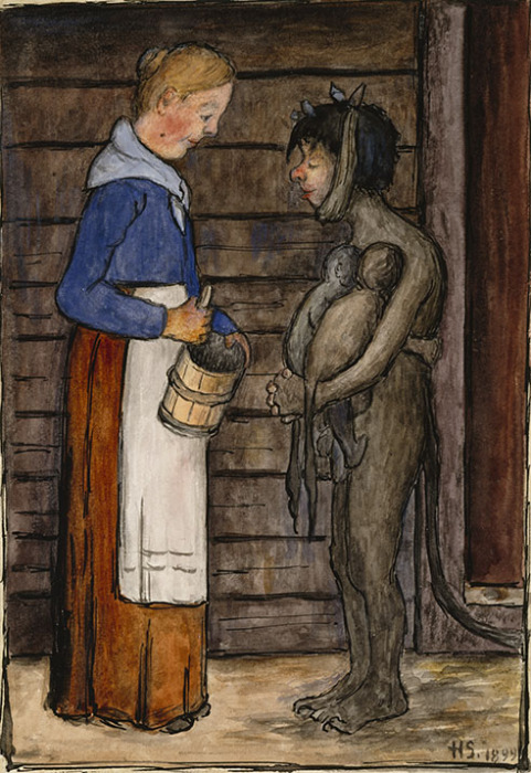 Жена фермера и бедняги, 1899 год. Автор: Hugo Simberg.