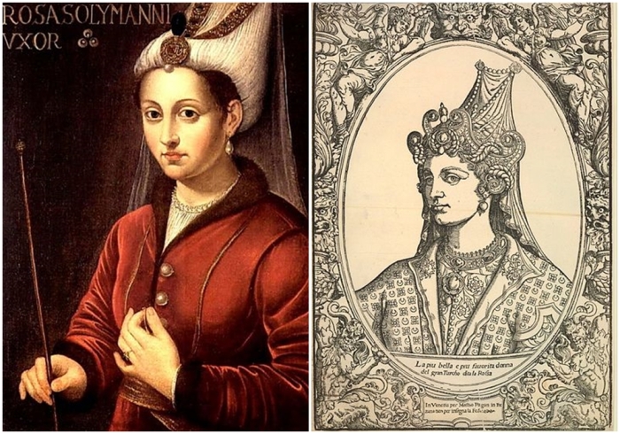 Слева наперво: Портрет Роксоланы, XVI век. \ Изображение Роксоланы (неизвестный автор), 1540—1550 годы.