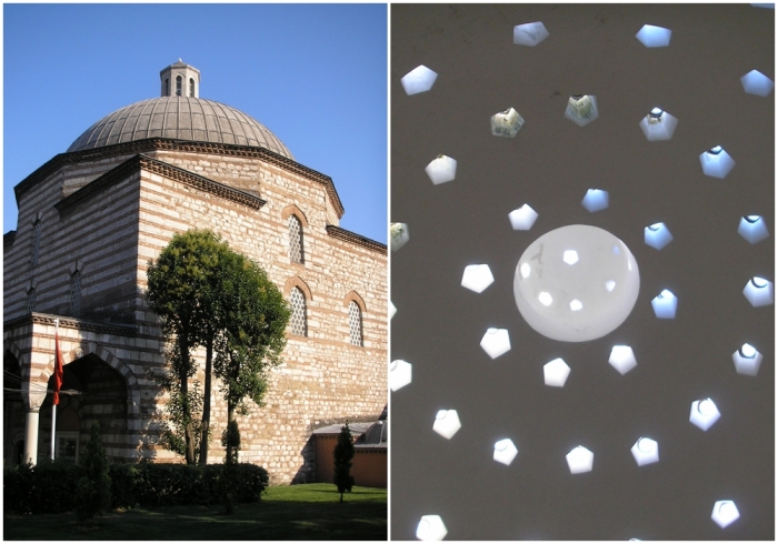 Слева направо: Хаммам, построенный по распоряжению Роксоланы (Стамбул, недалеко от собора Святой Софии). \ Свод купола в хаммаме (Стамбул, недалеко от собора Святой Софии).