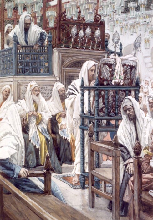 Иисус разворачивает книгу в синагоге, Джеймс Тиссо, 1886-1894 гг. \ Фото: cincinnatimennonite.org.