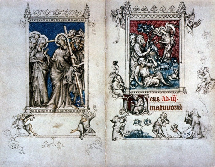 Слева направо: Христос, несущий Крест. \ Благовещение пастухам. \ Фото: pinterest.fr.