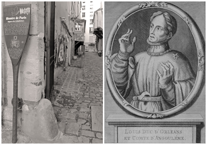 Слева: Улица, на которой был найден разрубленный на части Людовик I, герцог Орлеанский. \ Фото: en.wikipedia.org.