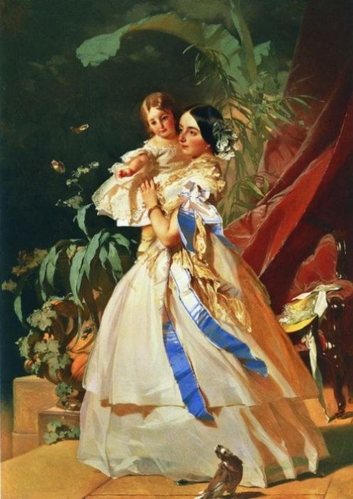 Княгиня Оболенская с ребёнком. Автор: Иван Макаров.