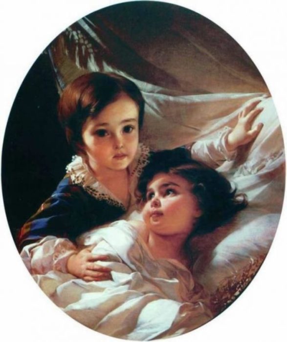 Портрет двух детей (из семьи Толстых). Автор: Иван Макаров.