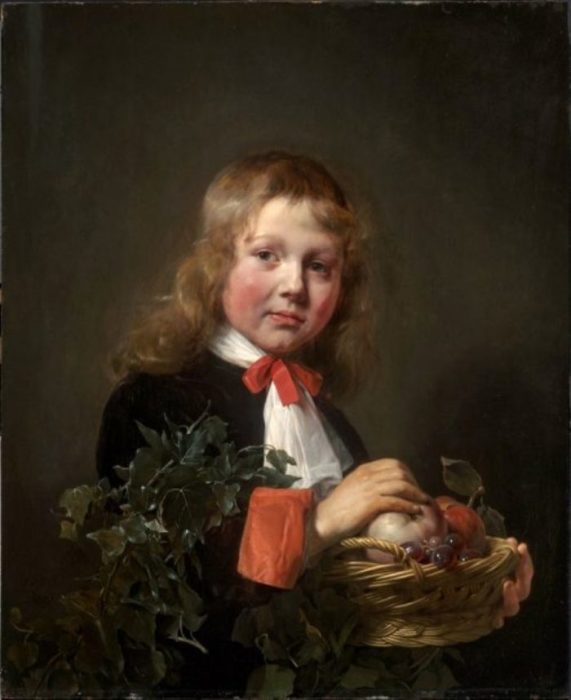 Портрет мальчика, держащего корзинку с фруктами.  Автор: Jan de Bray.