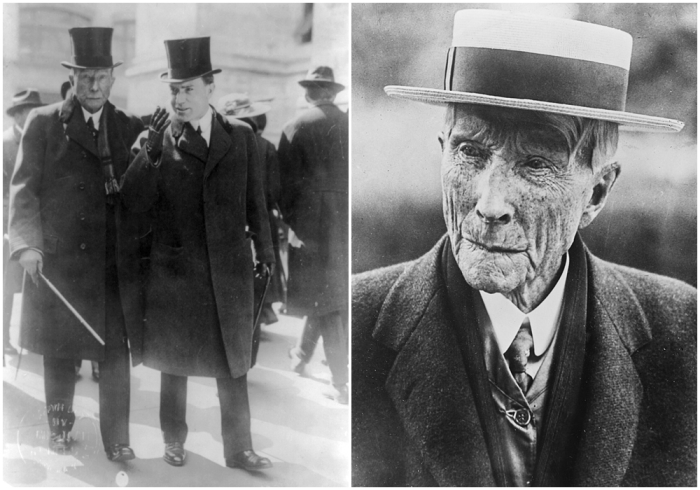 Слева направо: Джон Рокфеллер с сыном в 1915 году. \ Джон Дэвисон Рокфеллер, 1922 год.