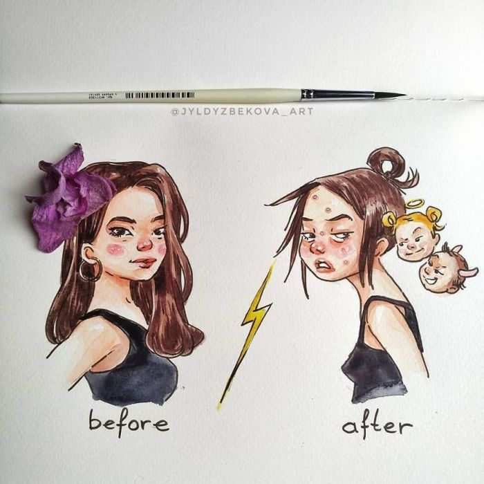 До и после. Автор: Jyldyz Bekova.