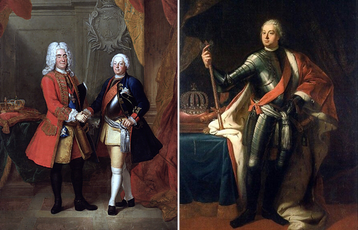 Слева. Август II и Фридрих Вильгельм. \ Справа:  Фридрих Вильгельм I. \ Фото: commons.wikimedia.org.