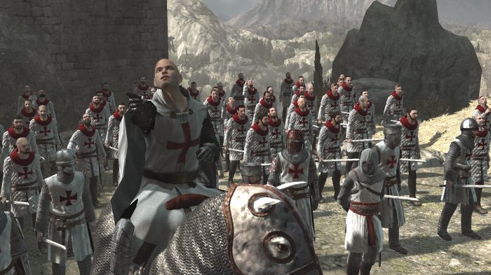 Рыцари-тамплиеры, кадр из игры Assassins Creed. \ Фото: wordpress.com.