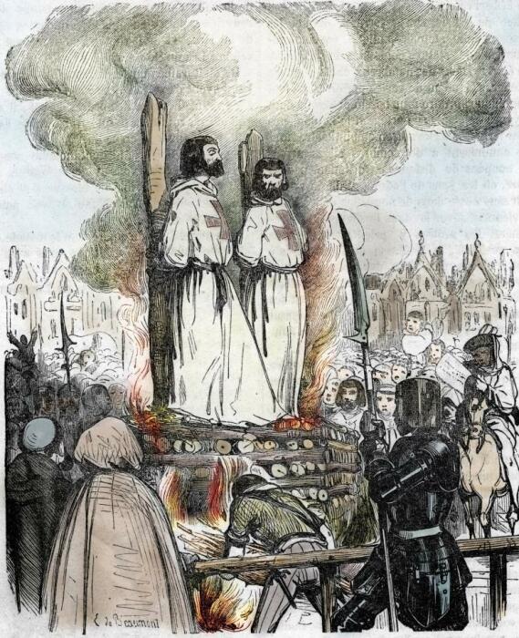 Бог отомстит за нашу смерть: Иаков Молейский и Готфрид фон Шарни (Чарни), 18 марта 1314 года. \ Фото: blogspot.com.