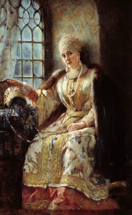 Боярыня у окна, 1885 год. Автор: Константин Маковский.