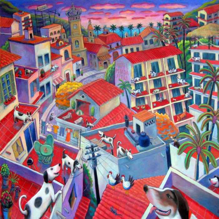 Vallarta Rooftops. Причудливые картины мексиканского художника Ли Чапмен (Lee Chapman).