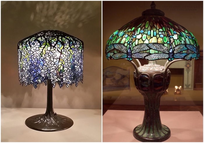 Слева направо: Глициния. \ Лампа от Tiffany Studios, Художественный институт Чикаго.