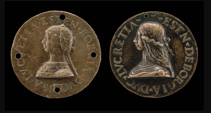 Изображения памятных медалей Лукреции Борджиа, 1480-1519 гг. \ Фото: pinterest.com.