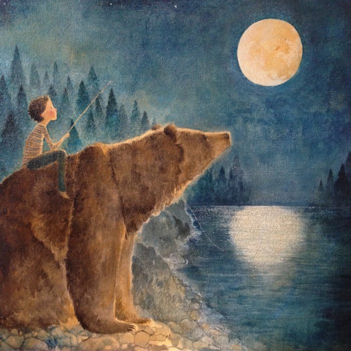 Рыбалка лунной ночью. Автор: Lucy Campbell.