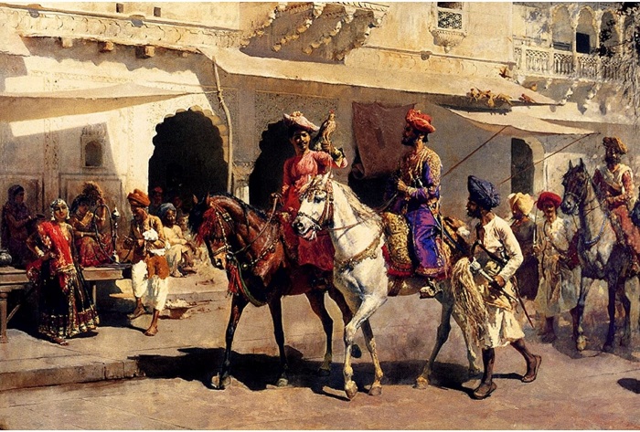 Маратхи, возвращающиеся с охоты в форт Гвалиор, картина Эдвина Лорда Уикса, 1887 год. \ Фото: hmoob.in.